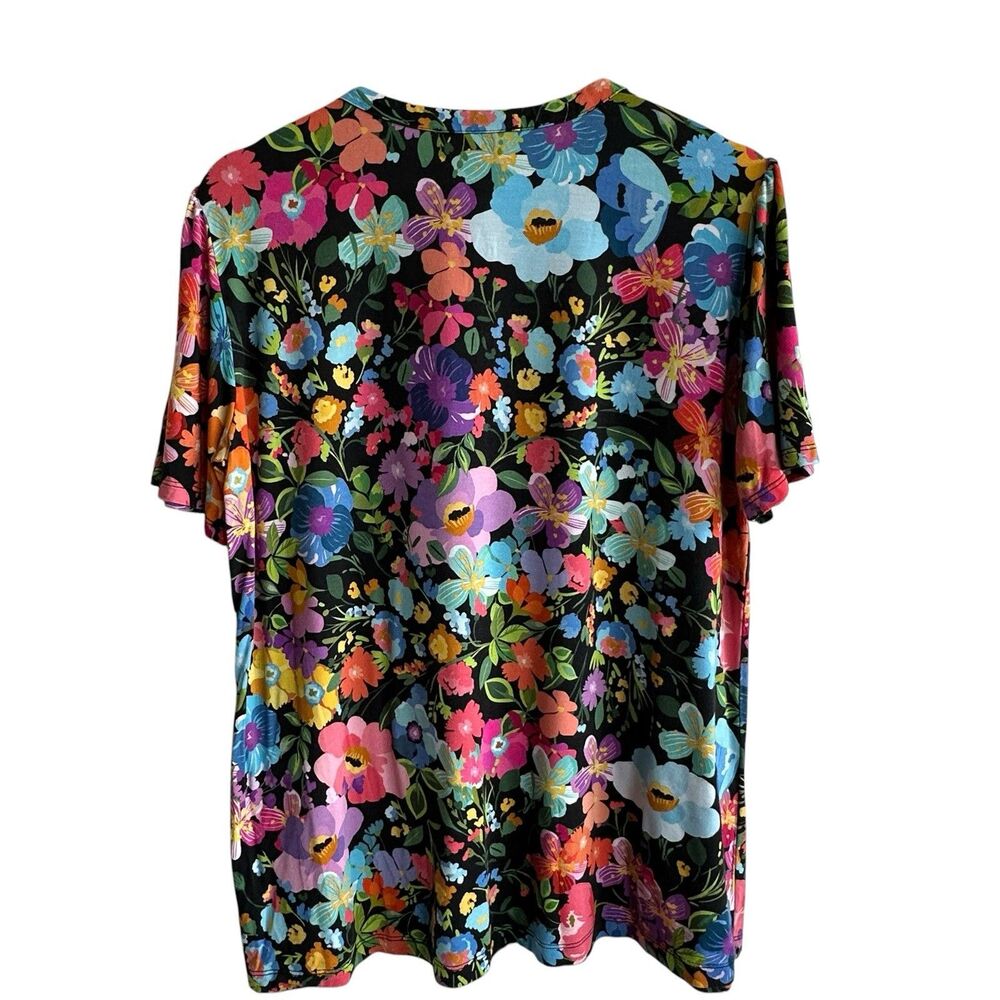 Johnny Was Tee The Janie Favorite M Flutter Sleeve Henley top Boho Floral - Picture 3 of 9